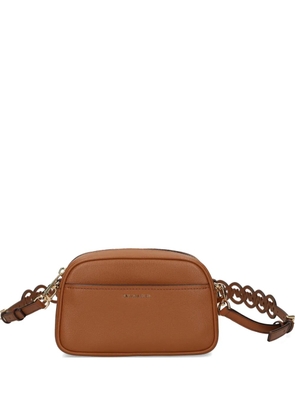 Michael Michael Kors logo-cutout leather shoulder bag - Brown