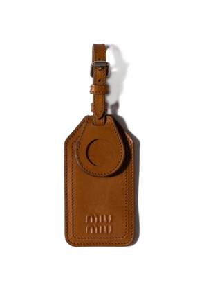 Miu Miu leather name tag charm - Brown