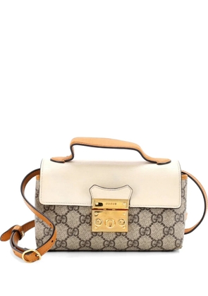 Gucci Pre-Owned Padlock Top Handle Bag GG Coated Canvas and Leather Mini crossbody bag - Brown