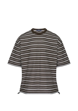 Comme des Garçons Homme striped-pattern drawstring-hem T-shirt - Brown