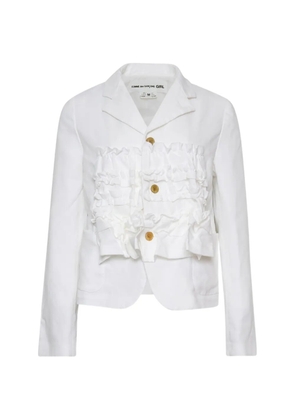 Comme Des Garçons Girl gabardine ruffled jacket - White