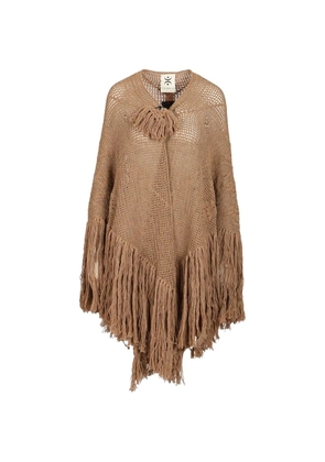 Chiara Is Peonia fringe-trimmed shawl - Brown