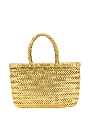 DRAGON DIFFUSION mini Flat Gora woven-leather tote bag - Gold