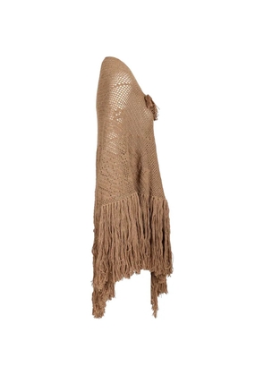 Chiara Is Peonia fringe-trimmed shawl - Brown
