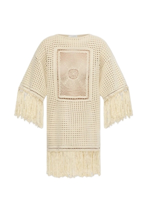 ZIMMERMANN fringe-trim mini dress - Neutrals