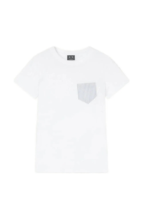 Armani Exchange striped-pocket T-shirt - White