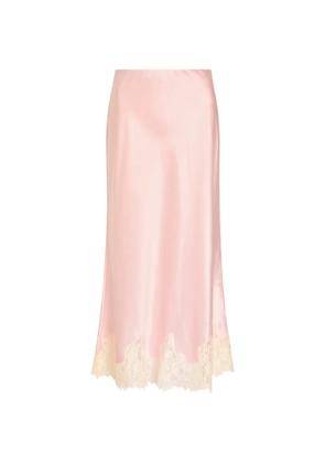 Reformation Carolina lace-trim satin midi skirt - Pink