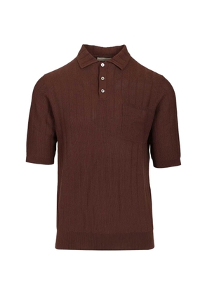 Ballantyne ribbed-knit chest-pocket polo shirt - Brown