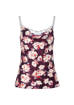Rabanne floral-patterned chain-detail top - Red