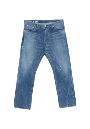 visvim paint-splatter whiskered jeans - Blue