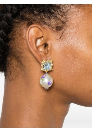 SHUSHU/TONG floral-print drop earrings - Silver
