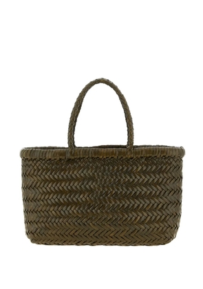 DRAGON DIFFUSION mini Flat Gora woven-leather tote bag - Green