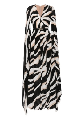 Elie Saab zebra-print silk dress - White