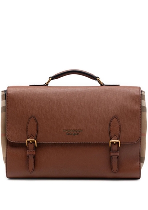 Burberry Pre-Owned 2000-2017 Leather and House Check Canvas Ethan business bag - Brown