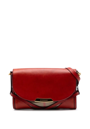 Burberry Pre-Owned 2000-2017 Leather and House Check Canvas Bridle Abbott crossbody bag - Red