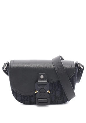 Christian Dior Pre-Owned 2021-2026 Small Oblique and Leather Saddle Bag shoulder bag - Black