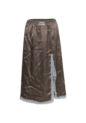 Mardi Mercredi lace-trim side-slit skirt - Brown