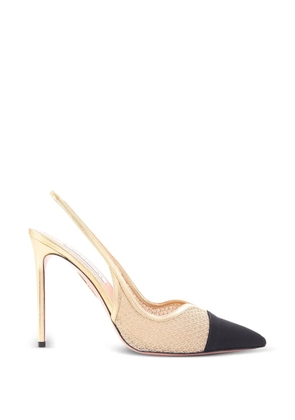 Aquazzura Gimlet mesh slingback heeled pumps - Gold