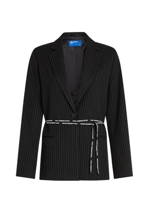 Karl Lagerfeld Jeans pinstripe belted blazer - Black