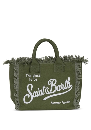 MC2 Saint Barth Colette fringe-trim logo-print tote bag - Green