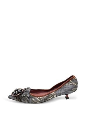 Miu Miu Pre-Owned jacquard embellished pumps - Grey