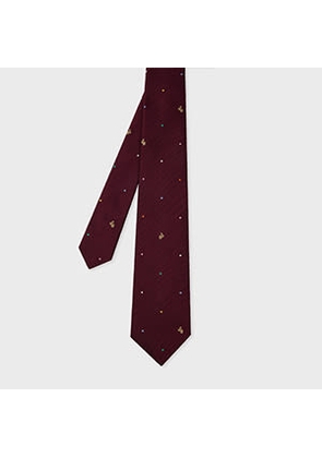 Paul Smith Burgundy Silk 'Polka Dot Rabbit' Tie Red