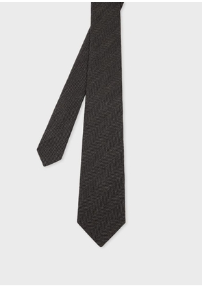 Paul Smith Black Wool-Silk Herringbone Tie