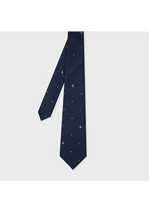 Paul Smith Navy Blue Silk 'Polka Dot Rabbit' Tie