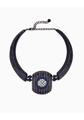 Necklace in polymethyl methacrylate with brass and resin