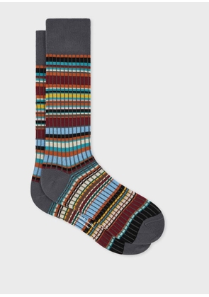 Paul Smith Dark Grey 'Signature Stripe' Ribbed Socks