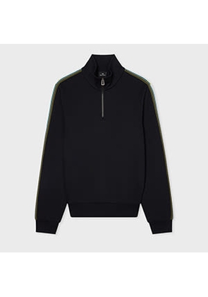 PS Paul Smith Black Quarter Zip Track Top With Stripe Trim