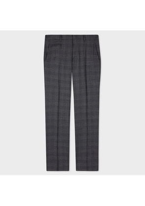 Paul Smith Slim-Fit Navy Gingham Check Natural Stretch Wool Trousers Blue