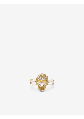 McQueen Pavé Skull Ring - Gold - Women - 11