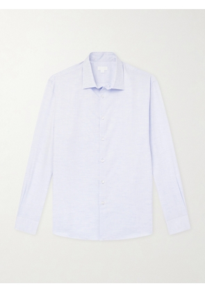 Sunspel - Camp-Collar Cotton and Linen-Blend Shirt - Men - Blue - S