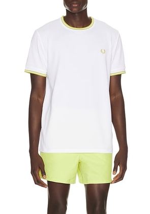 Fred Perry Tennis T-Shirt in White - White. Size L (also in S, M, XL/1X).