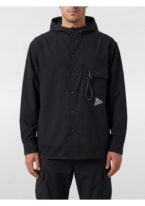AND WANDER Polyester Windbreaker Jacket with Hood and Patch Pockets