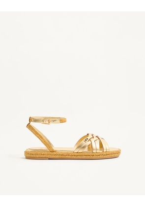 Valentino Garavani BriBri Sandal In Laminated Calfskin 20mm Woman ANTIQUE BRASS/NATURAL 35
