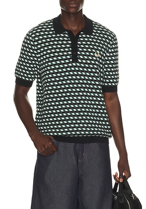 Fred Perry Geometric Knitted Polo in Light Ice - Blue. Size L (also in S, M, XL/1X).