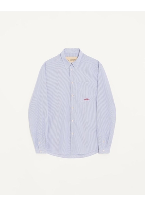 Valentino Valentino striped cotton shirt with Valentino embroidery Man AZURE/WHITE 37