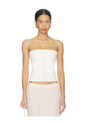 GUIZIO Lace Embellished Satin Corset in Ivory. Size S. Also in XL.