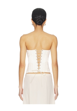 GUIZIO Lace Embellished Satin Corset in Ivory. Size S. Also in XS.