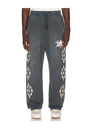 Barriers Worldwide Cowrie Shell Sweatpants in Charcoal. Size S. Also in M, L, XL/1X.