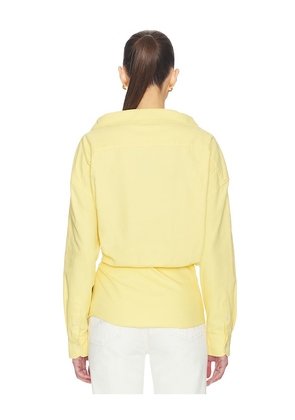 AREA Satin Knot Oxford Shirt in Yellow. Size L. Also in S, M.