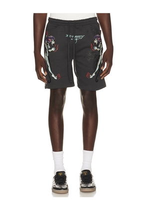 Ed Hardy Pantera Fleece Short in Grey. Size S. Also in M, L, XL/1X.