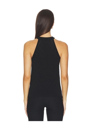 BALMAIN Halterneck Quilted Light Wool Top in Black. Size 34. Also in 36, 38.