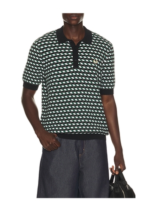 Fred Perry Geometric Knitted Polo in Blue. Size S. Also in M, L, XL/1X.
