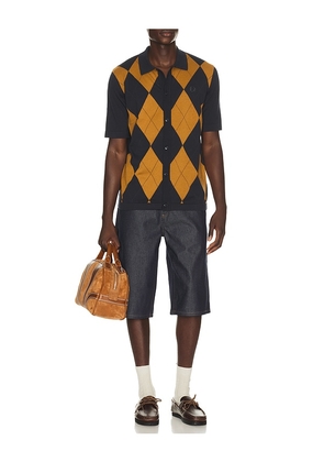 Fred Perry Argyle Button Knitted Shirt in Blue. Size S. Also in L, M.