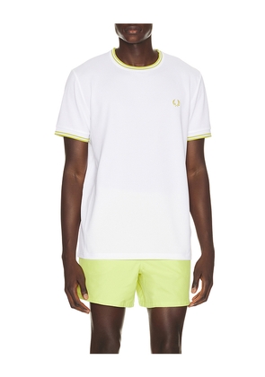 Fred Perry Tennis T-Shirt in White. Size S. Also in M, L, XL/1X.