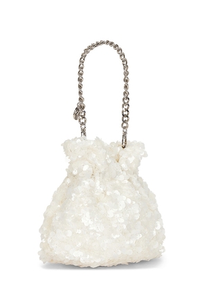 olga berg Mattie Sequin Pouch in Ivory.