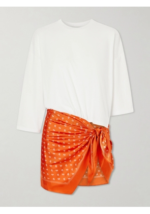 Christopher Esber - Bandana Printed Cotton And Silk-blend T-shirt - Orange - UK 6,UK 8,UK 10,UK 12,UK 14